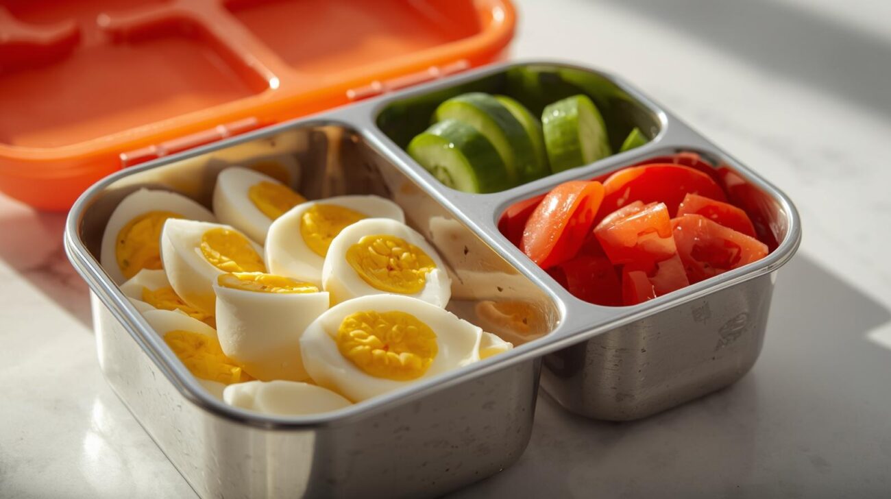 تخم‌مرغ آب‌پز + سبزیجات